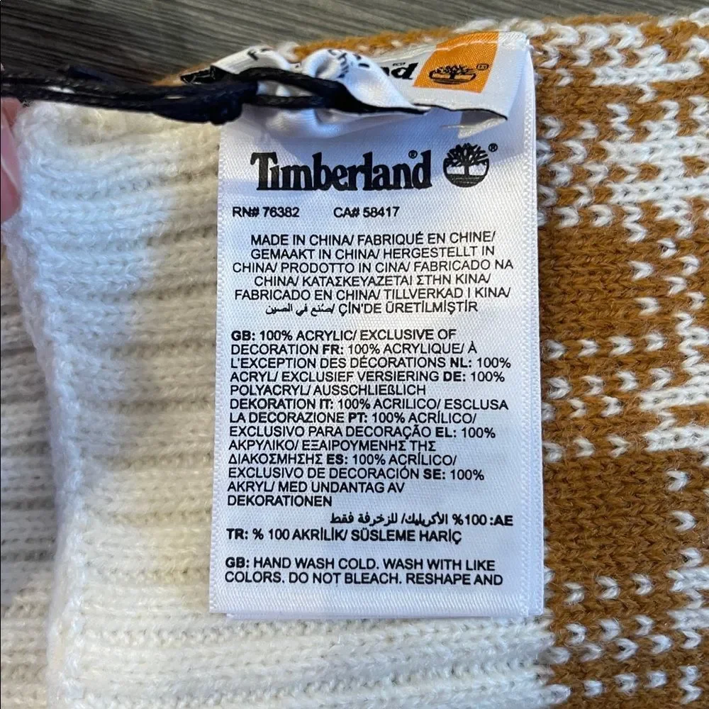 Timberland Acrylic Wheat Brown & Cream Plaid Scarf NWT Buffalo Plain Lumberjack